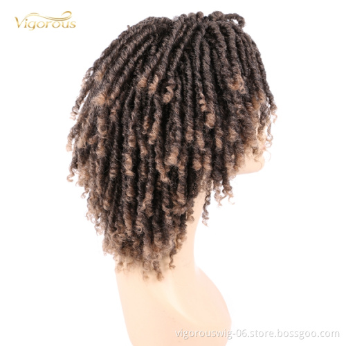 Twist Suppilier Locs Cheap Price African Crochet Brown Short Bob Glueless Braided Wigs For Black Women